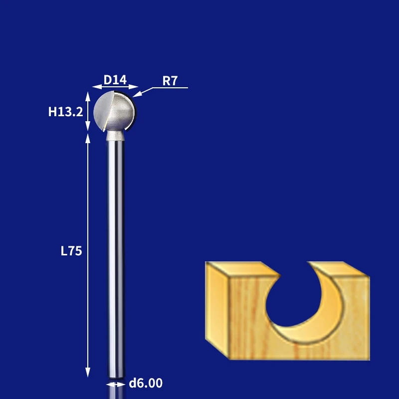 1 шт- ЧПУ твердосплавный деревообрабатывающий фрезерный станок, деревянный шар ножа таблетки, дерево корень гравировки чайный стол фрезерный - Длина режущей кромки: L 6mm x 14mm
