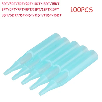 

BEAUTY7 100pcs Blue 3/5/7/9/11/13/15 RT/FT/DT Tattoo Needles Sterile Disposable Tattoo Tips Tube Nozzle Machine Permanent Makeup