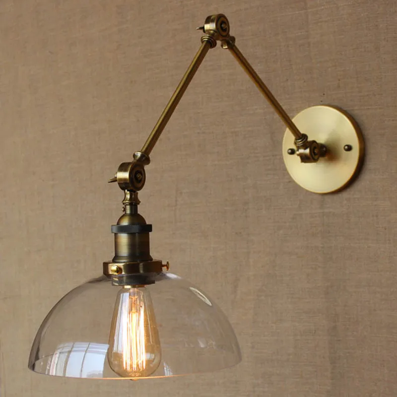 

Nordic Creative Clear Glass Balcony Light Art Mechanical Arm Bar Bedroom Study Wall Light Edison Bulbs Light Free Shipping