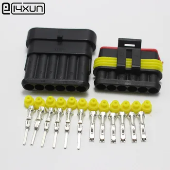 

50sets 1.5 Auto Terminal Connection Sets 6Pin HID Waterproof Electrical Wire Connector Kit for Car Motorcycle Boat ect