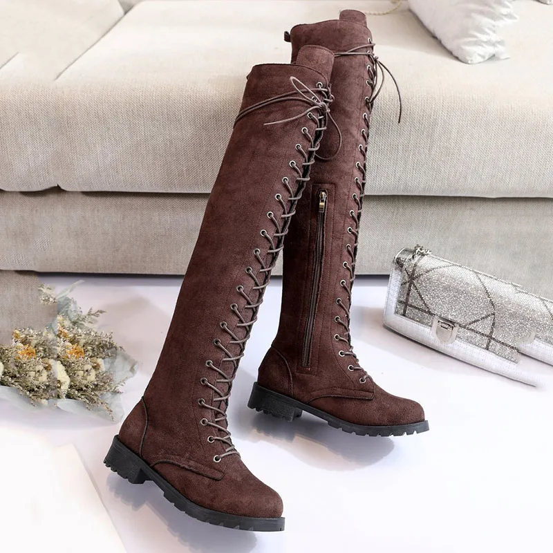 

Women Over The Knee Boots Lace Up Sexy High Heels Women Shoes Lace Up Winter Boots Warm
