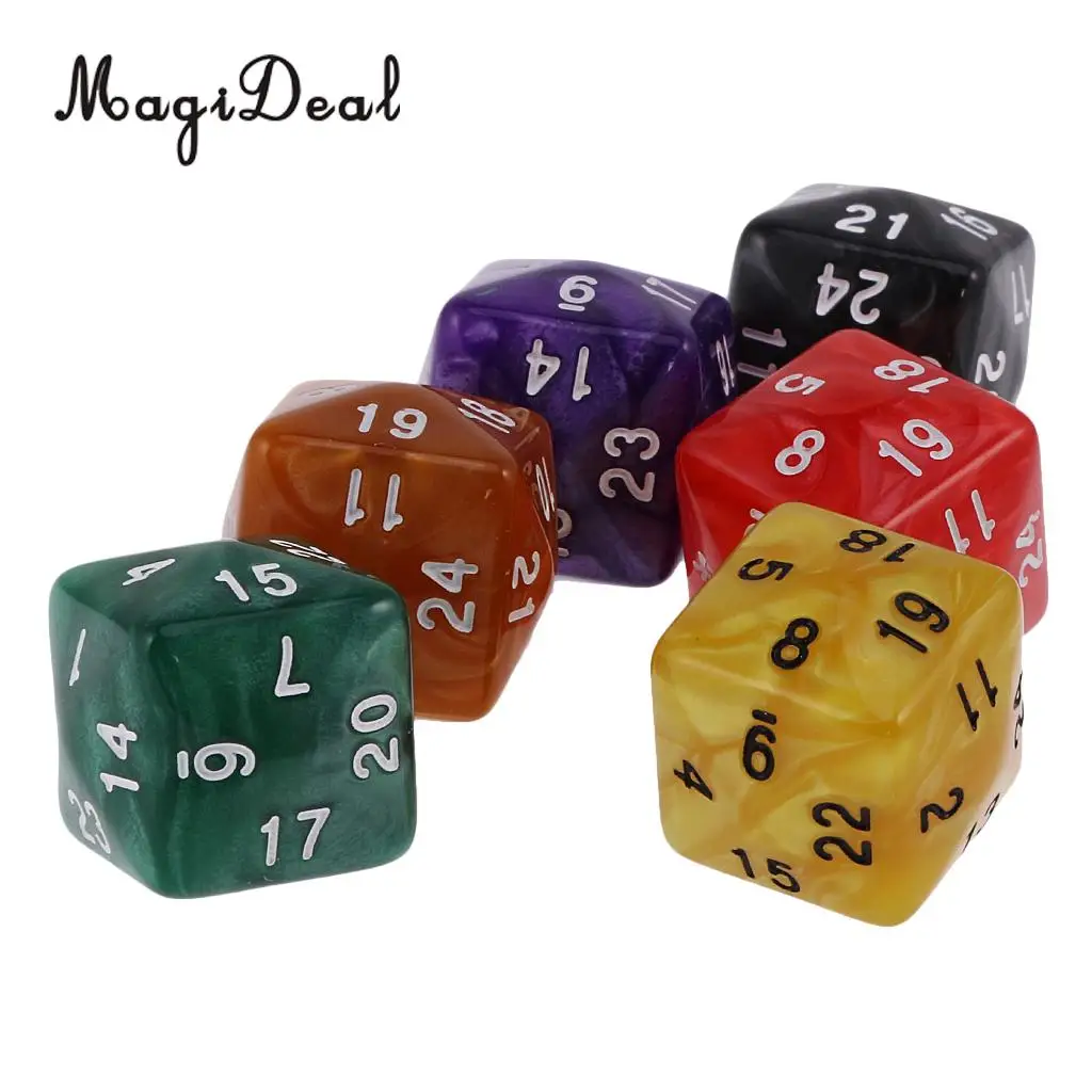 MagiDeal Hot Sale 12Piece Acrylic D30 D24 Polyhedral Dice Dies for D&D TRPG Party Board Game Toy Pearl