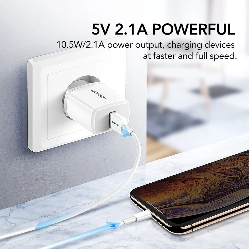 Зарядное устройство USB Ugreen 5 В 2 1 А MFi кабель для iPhone Xs Max XR быстрое зарядное X 8 7