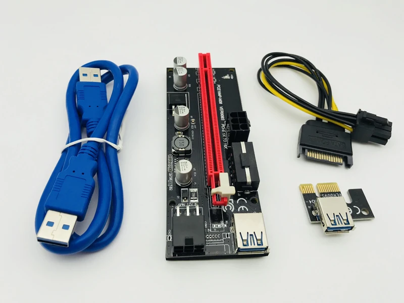 Новейший кабель SATA для USB 3,0 PCI Express PCIE PCI-E 009 S Molex 6pin адаптер питания 1x до 16X Riser Card для шахтерской добычи