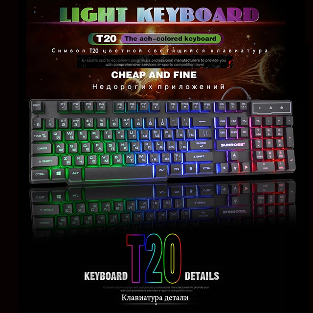 Best Offers Russina Keyboard Wired USB Backlit RGB 104 Keypad Suspended Keycap Gaming PC Gamer Keyboard Multimedia                          