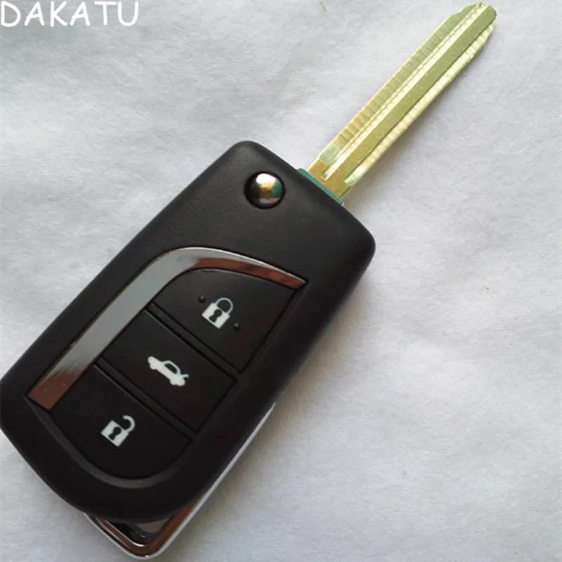 

DAKATU 3 Buttons Modified Flip Folding key Shell Case for Toyota Camry Corolla Prado Blank Fob Replacement