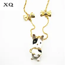 XQ ожерелье женщина BJ Новая черная и белая собака ожерелье длинное ожерелье Золотое ожерелье Подарки для детей платье модные ювелирные изделия