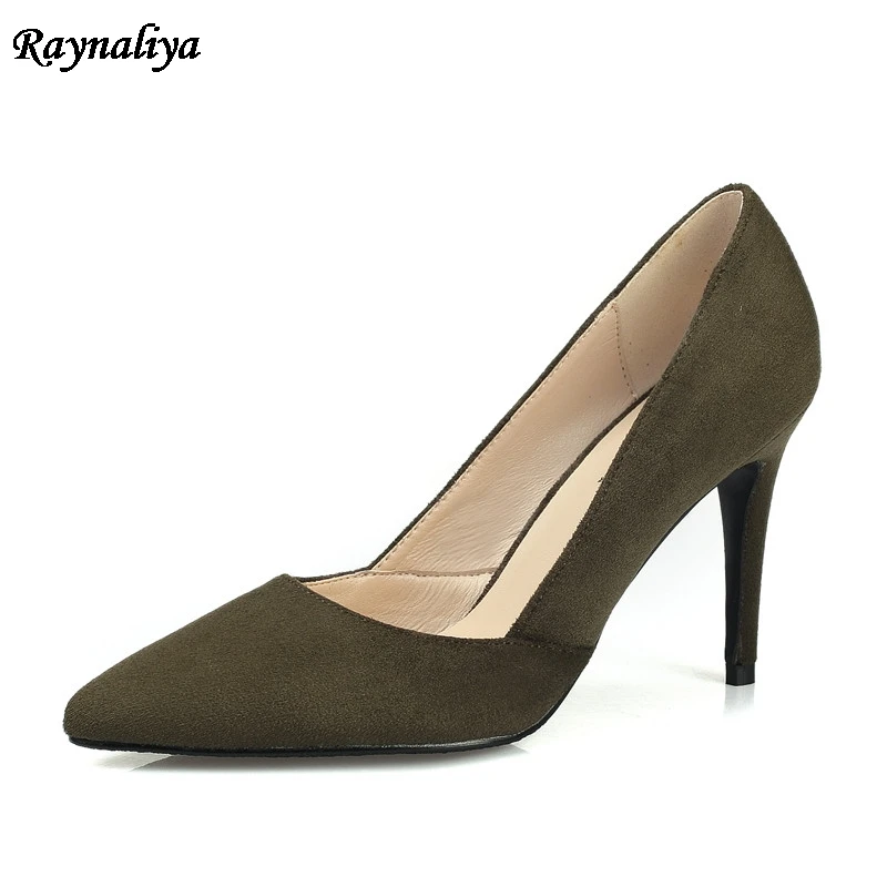 

Plus Size New Genuine Leather Women Pumps Pointed Toe Sexy Solid Color Party Wedding Shoes Ladies Classic Shoes 7CM XZL-B0046