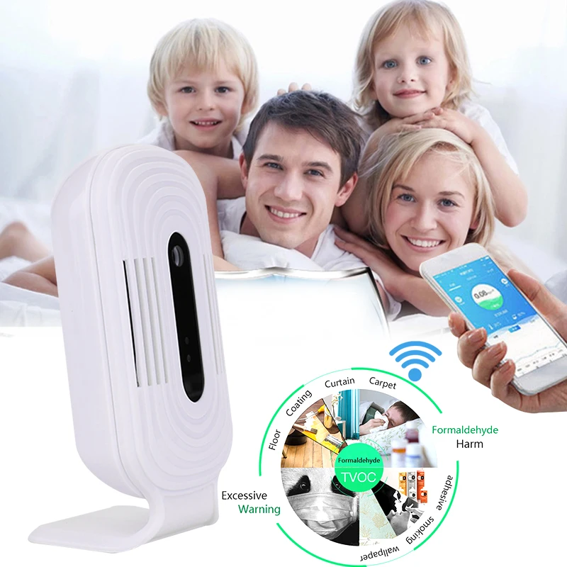 Air Quality Detector White USB 1A CO2 Analyzer Formaldehyde Household Gas Detection PM 2.5 Mobile Phone JQ-200 WiFi 5V