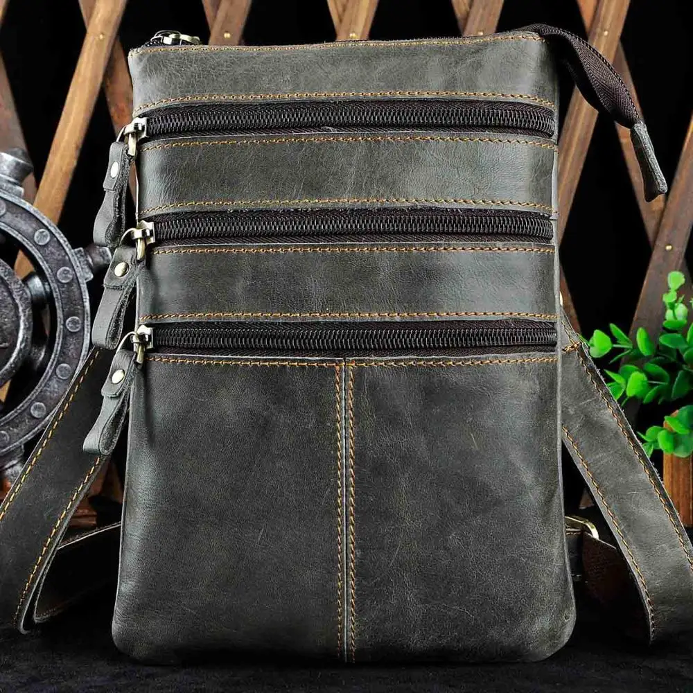 Мужская многофункциональная дизайнерская сумка-мессенджер из натуральной кожи на одно плечо, модная сумка-портфель, сумка через плечо, 8 дюймов, сумка на поясной ремень, 8712 - Цвет: grey 2