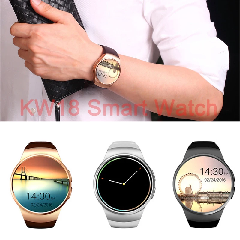Bluetooth KW18 Smart Watch Connected WristWatch for Samsung HTC Huawei LG Xiaomi Android Smartphones Support Sync