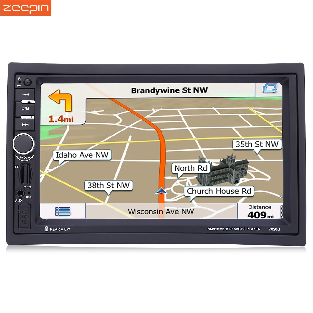 

2din Car Radio Player GPS Navigation Support Steering Wheel Remote Bluetooth FM Rear View Camera which Should Buy Separately
