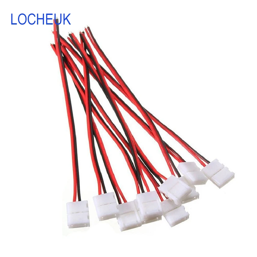 

Strip Wire Solderless Snap Down 2 Conductor LED Strip Connector for 10mm Wide 5050 5630 Single Color Flex LED Strips