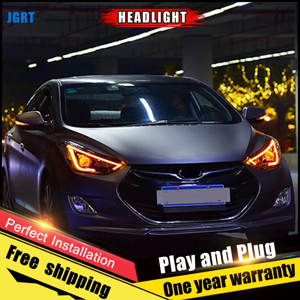 2 шт. автомобиль Стиль светодиодный фары для Hyundai Elantra 2011 2016 головная лампа