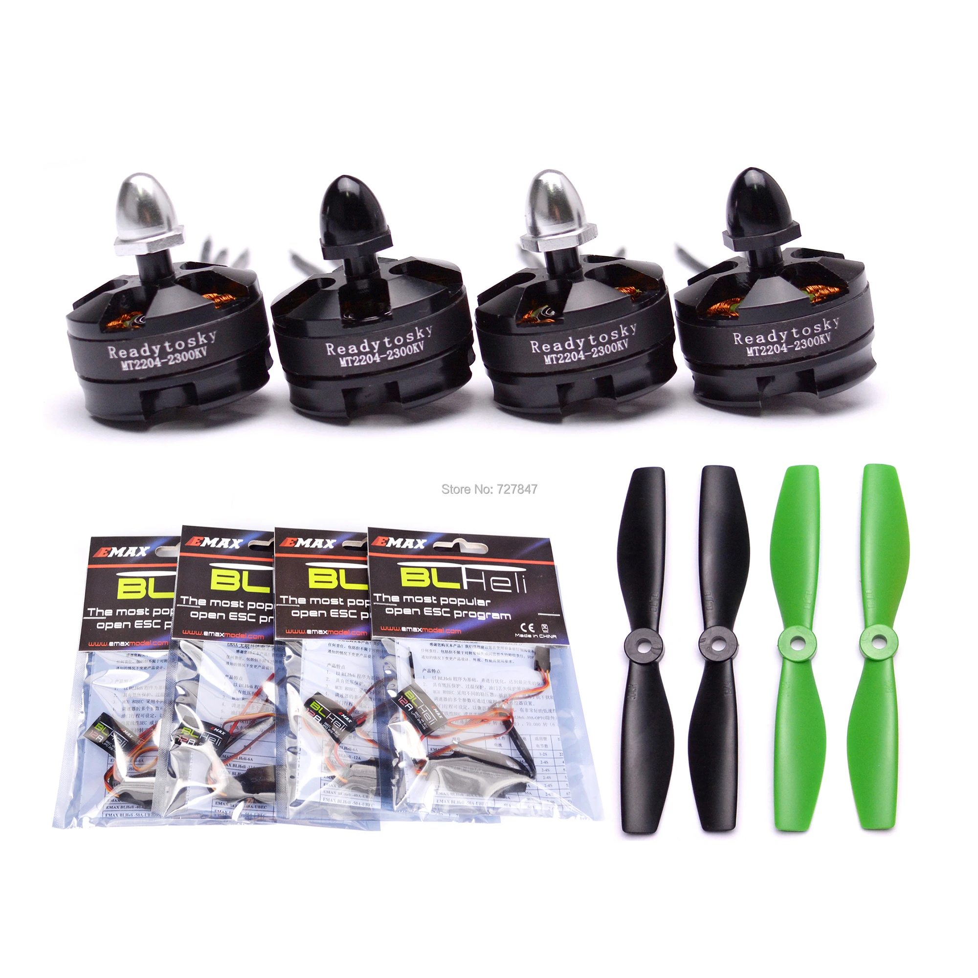 4 x MT2204 2204 2300KV бесщеточный двигатель + BLHeli / Simonk 12A ESC 2x5045 Prop для квадрокоптеров QAV250