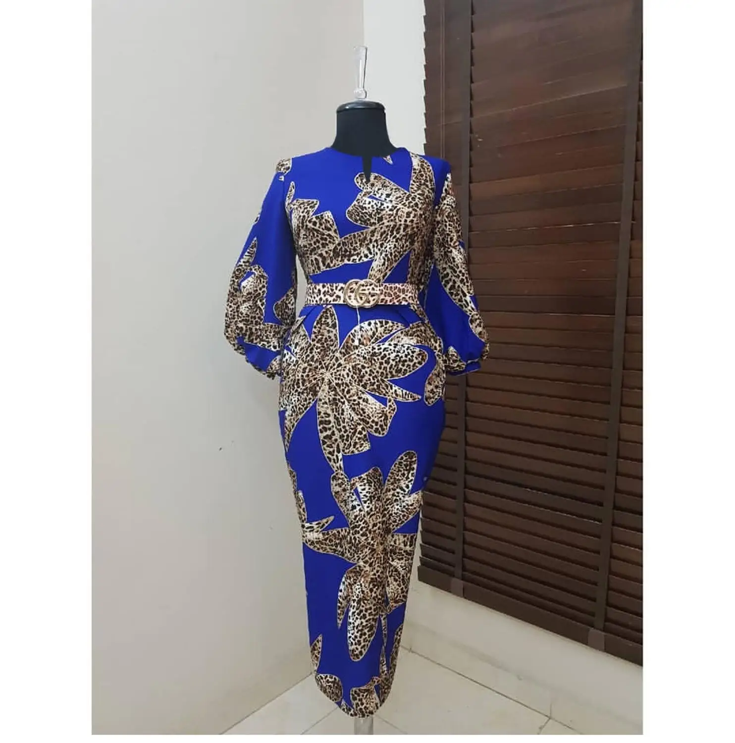 HGTE модное леопардовое узкое платье с коротким рукавом v-образное декольте платье Обтягивающее Платье Офисные деловые вечерние женские миди платья - Цвет: Синий