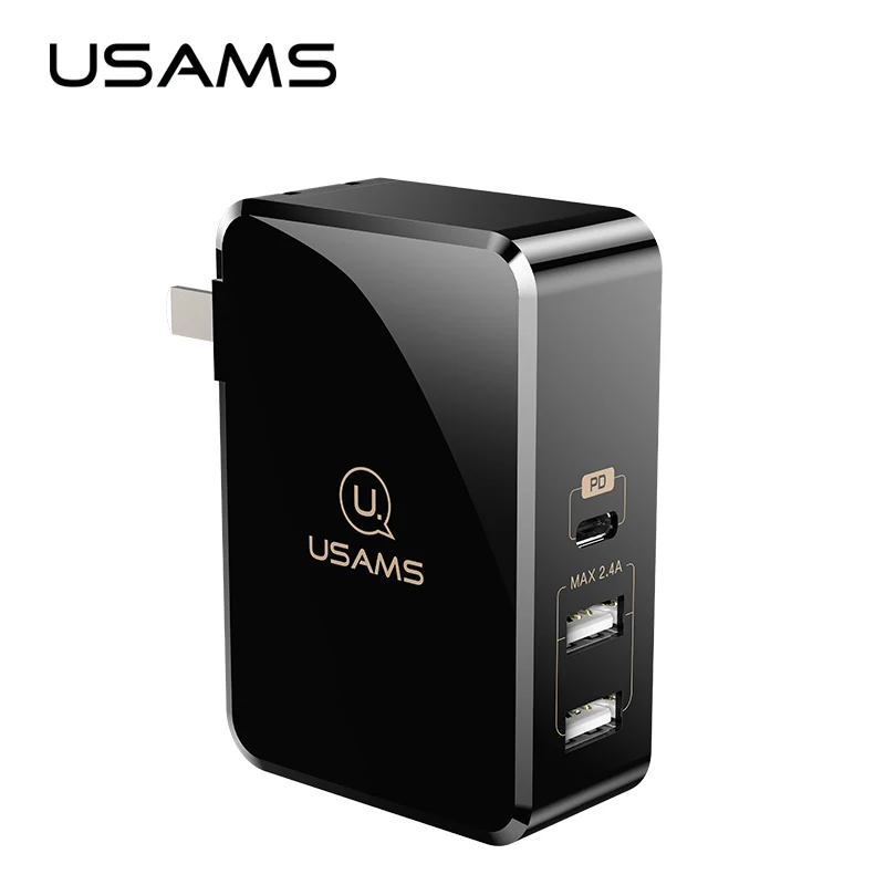 PD быстрое зарядное устройство USAMS US С Тип C & dual usb Выход 5 В/2.4a для IPhone X MacBook Huawei matebook