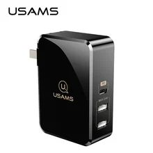 PD fast charger,USAMS US charger,with Type-c & Dual USB Output charger 5V/2.4A for iPhone X Macbook Huawei Matebook wall charger