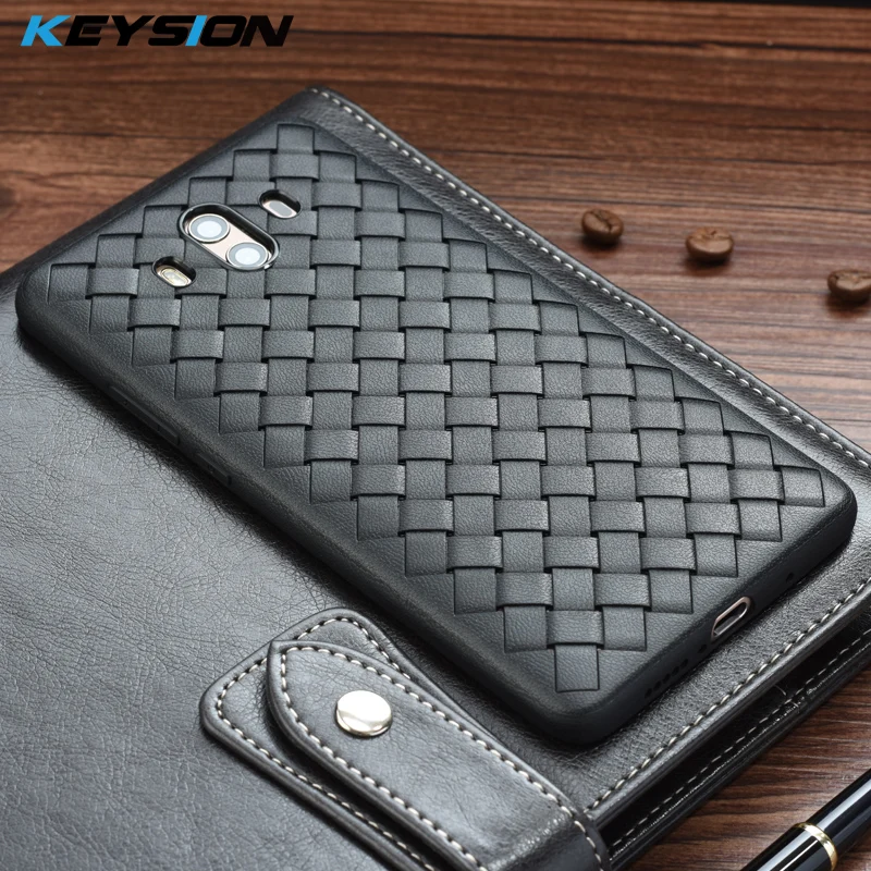 

KEYSION Super Soft Phone Case For Huawei Mate 10 Luxury Grid Weaving Cases For Hauwei Mate 10 Cover Silicone Accessories Black