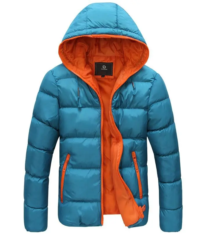 Зимняя утепленная хлопковая стеганая куртка с капюшоном для влюбленных, стеганая куртка, верхняя одежда, мужская куртка с капюшоном, 6 цветов, S~ XXXL, D082 - Цвет: Sky Blue