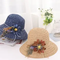 Недавно Для женщин защиты от солнца Strawhat искусственный цветок декор дышащий ведро шляпа
