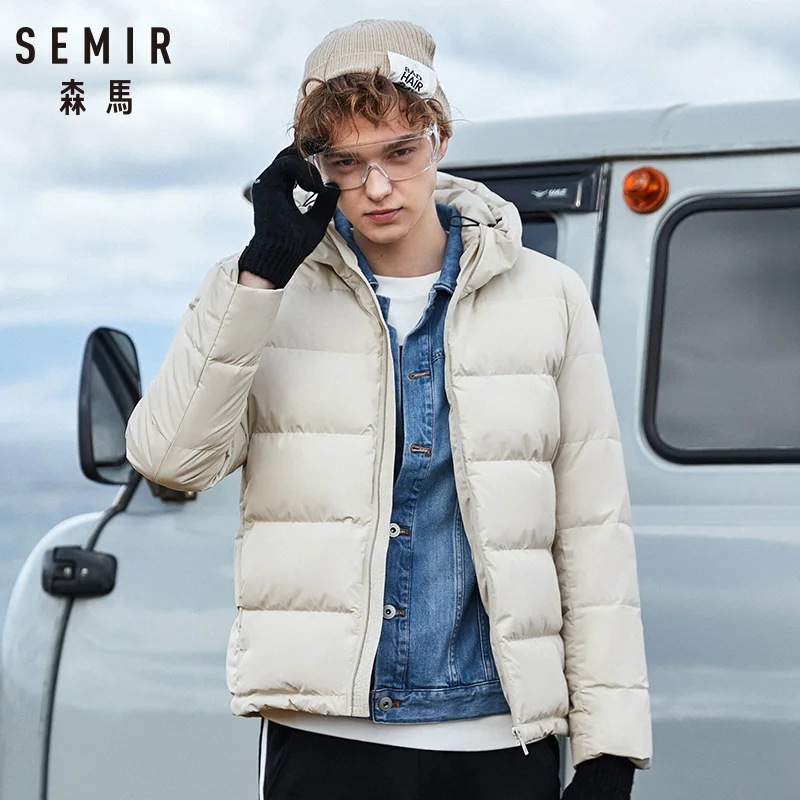 

SEMIR Winter Jacket Men 2019 New Couples Thick Coats 90% Duck Down Ultra-light Slim Hooded Cotton-Padded Solid Outwear