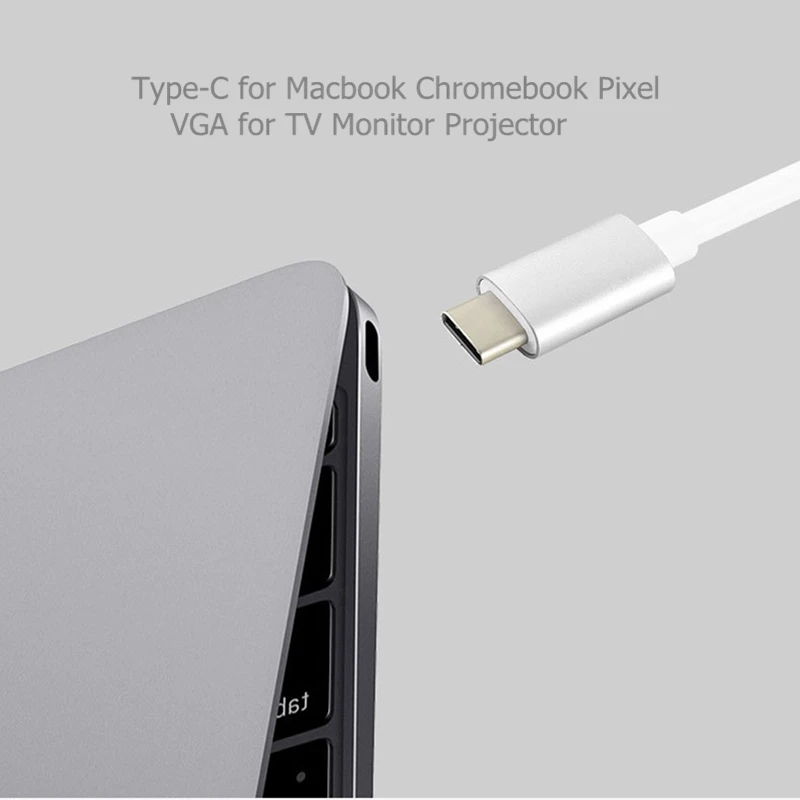 Trumsoon Type C USB-C to VGA Adapter Cable Male to Female Converter for New Macbook 12 inch Chromebook Pixel to Monitor TV