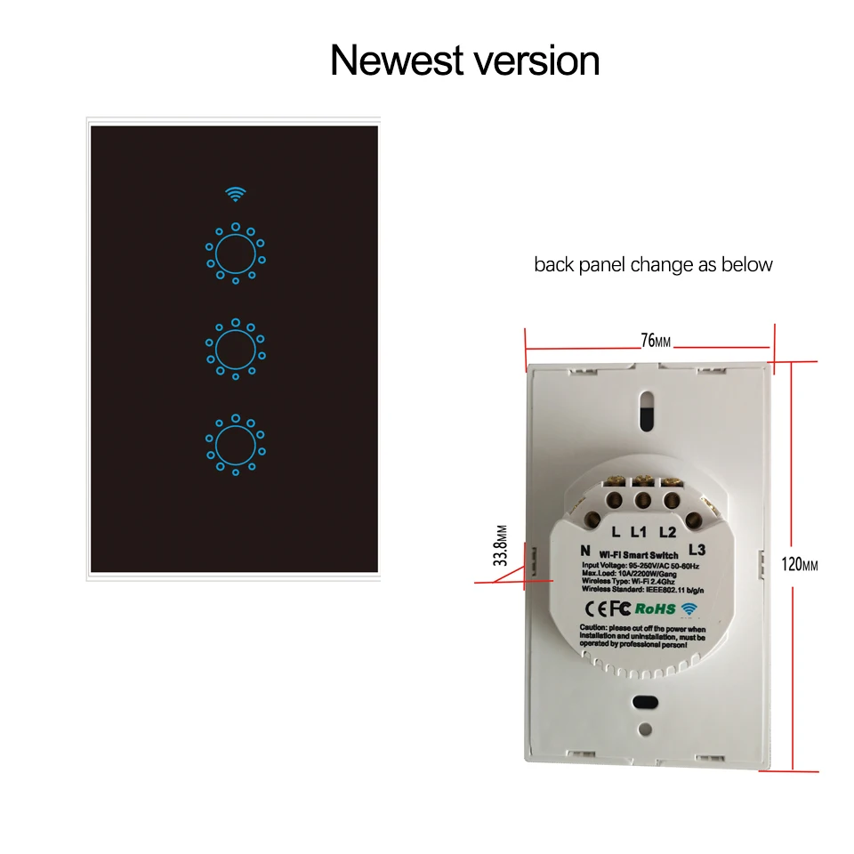 США черный умный Wifi настенный сенсорный выключатель 1 2 3 бандовый светильник пульт дистанционного управления Ewelink Поддержка приложения Alexa Google home умный дом