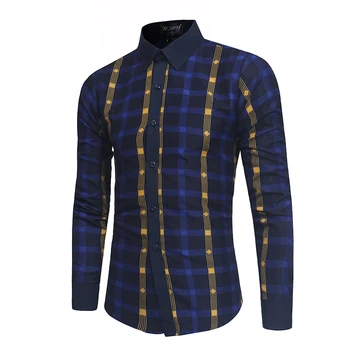 

Designers Recommend New Men's Fashion Color Matching Plaid Shirt Business Casual Long Sleeved Shirt