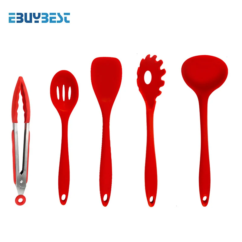 Антипригарные кухонные принадлежности силиконовые термостойкие кухонные принадлежности для печенья Кондитерские инструменты для выпечки инструменты для приготовления Инструменты Наборы - Цвет: 5pcs Red Utensils