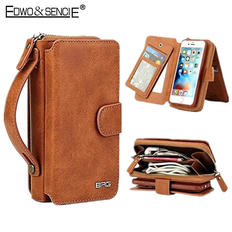 imágenes para Edwo para apple iphone 6 6 s 7 plus 5 5S se 2 en 1 flip imán desmontable de la cubierta del teléfono del bolso de la cremallera de cuero suave de la pu case imágenes para Edwo para apple iphone 6 6 s 7 plus 5 5S se 2 en 1 flip imán desmontable de la cubierta del teléfono del bolso de la cremallera de cuero suave de la pu case