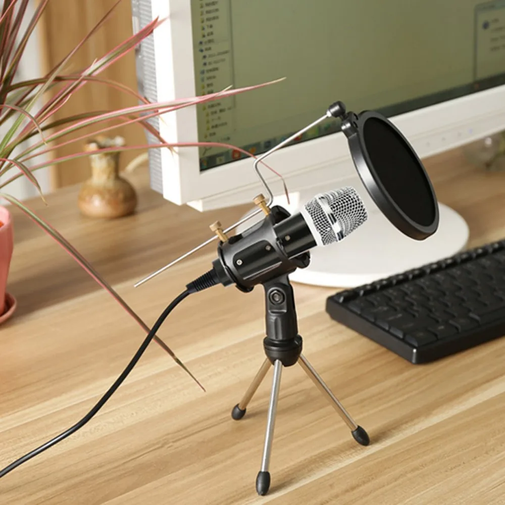 Fashion Mic Tripod Stand Foldable Desktop Mic Bracket With Shock Mount