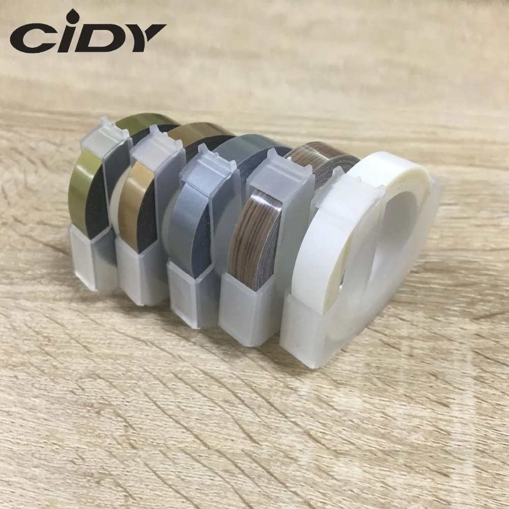 

CIDY 5 roll Mixed Color Compatible DYMO 3D Plastic Embossing Xpress Labels 9mm*3m for DYMO 1610/1575 Embossing Label Maker