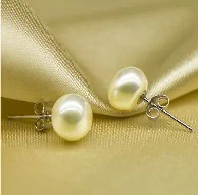 

3 color HOT 8-9mm Big Size Real Freshwater Pearl Earrings, Cheap Stud Jewelry Graceful Jewellery