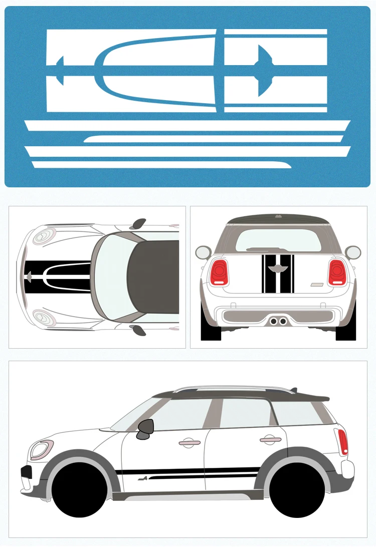Капюшон+ Магистральные двигателя+ задняя сторона полосы автомобиль Стикеры Наклейка украшения для мини JCW земляк John Cooper работает только аксессуары