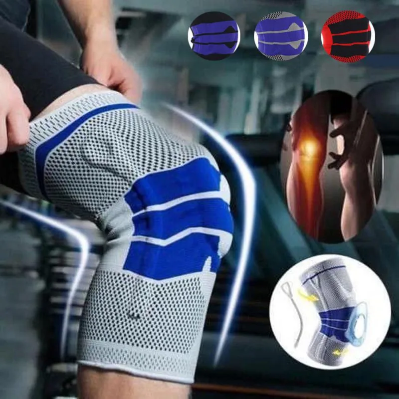 

Anti-collision Riding Spring Support Silicone Mountaineering Running Fitness Breathable Elastic Braid Legs Sports Kneepads