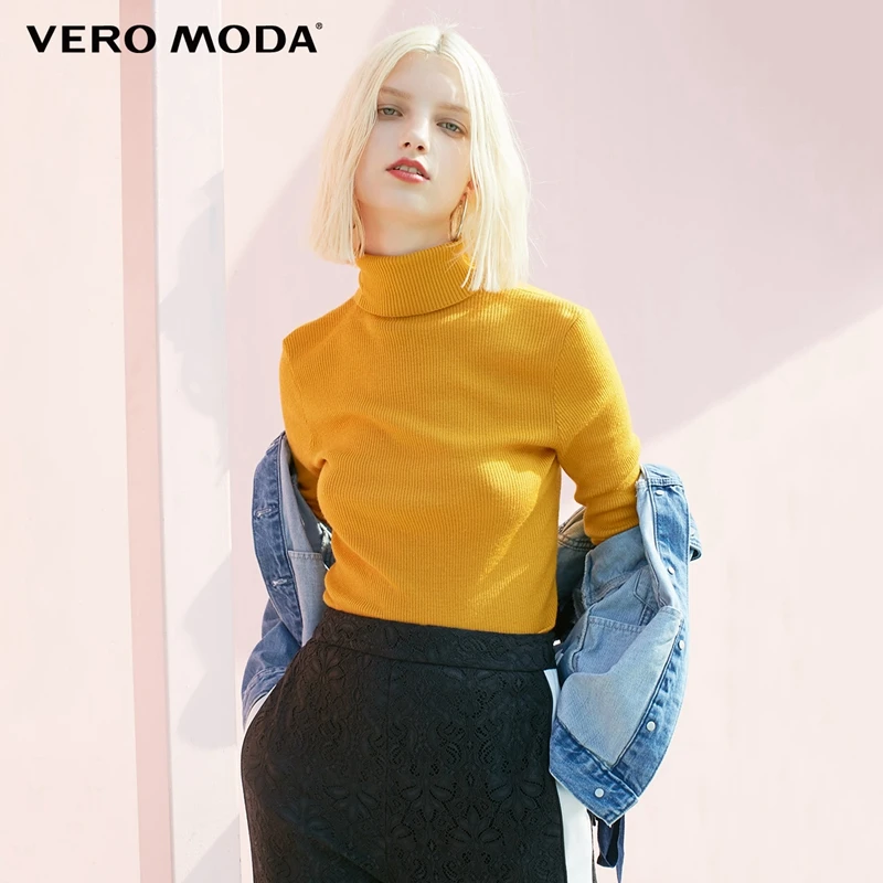 Preise Vero Moda Herbst 100% Wolle Slim Fit Minimalis Gestrickte Basis rollkragen Gestrickte Pullover frauen | 318324522