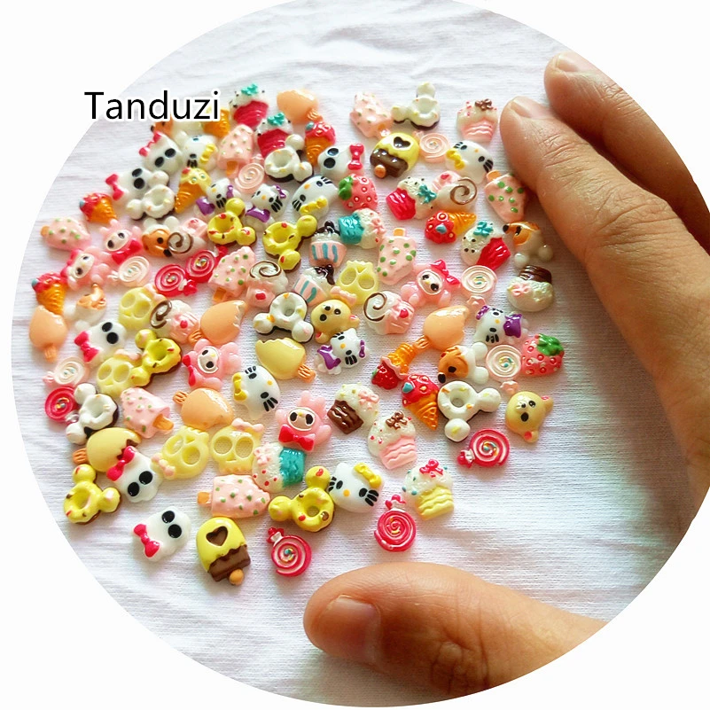 Tanduzi 50 шт. DIY смешанные стили с плоской задней стороной искусственные Кабошоны