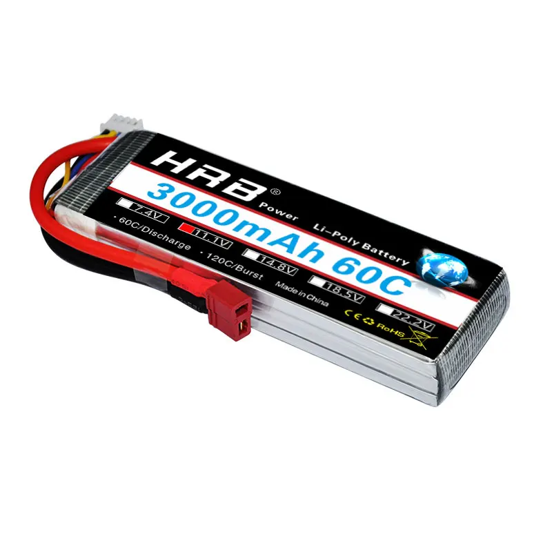 

HRB 3s Lipo Battery 11.1V 3000mAh 60C Max 120C RC LiPo Bateria for 1/8 1/10 Traxxas Slash Slash 4x4 Emaxx Car Helicopter