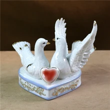 Любовный фарфор голубь влюбленных скульптура на основе сердца керамическая птица возлюбленная Статуэтка для украшения ремесло подарок орнамент аксессуары