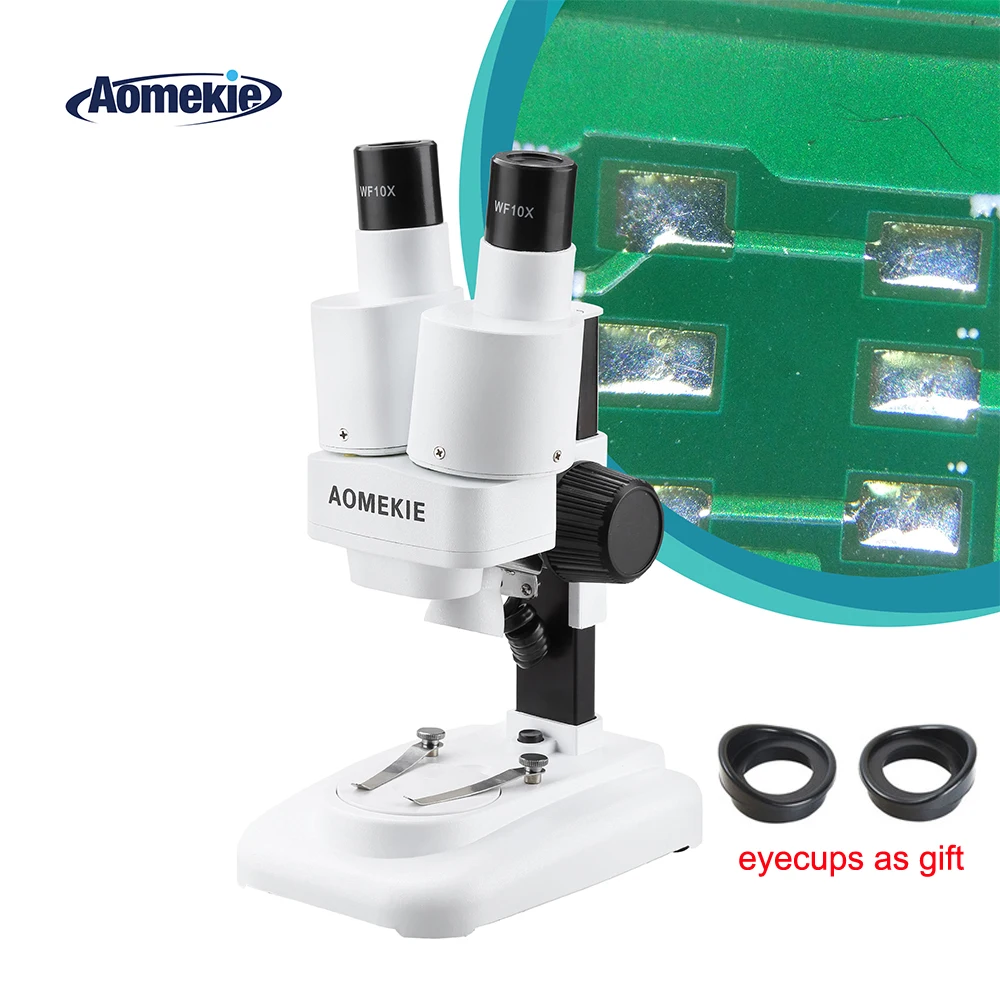 AOMEKIE 20X Stereo Microscope Binocular with LED