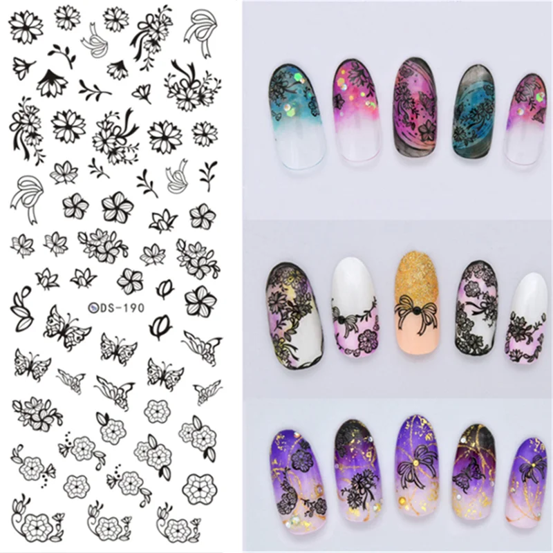 1 Sheet Flow Sweet Nail Sticker Nail Art Water Decals for UV Gel Nails