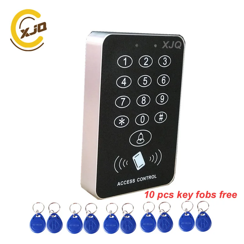 

XJQ Standalone Access Controller with 10pcs EM keytags RFID Access Control Keypad digital panel Card Reader For Door Lock System