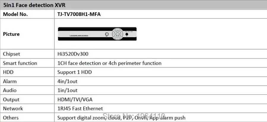 4CH Smart Alarm 1.3MP AHD CCTV KIT with PIR Sensor Motion Detect & Strong White Leds to Anti-Intruder Alarm Push to Mobile APP_XVR Spec