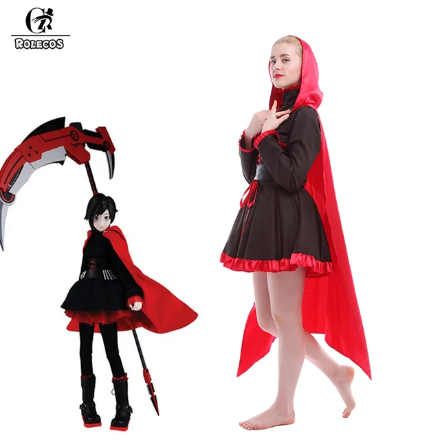 Rolecos Anime Rwby Cosplay Costumes Full Set Ruby Rose Costume Red