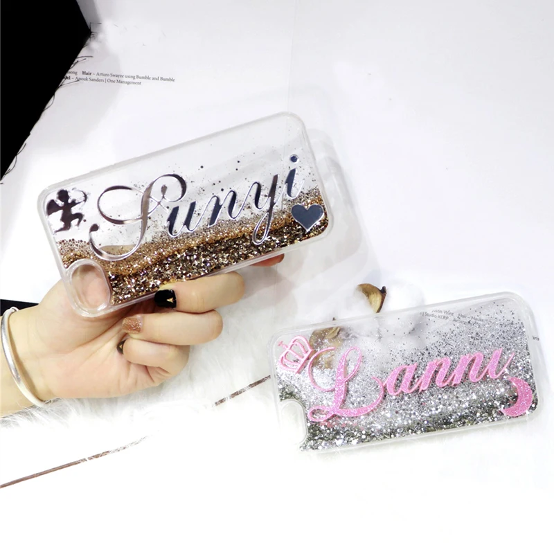 

For Huawei P10 P20 Lite Plus pro Luxury Exclusive Customize Name liquid quicksand glitter phone case cover
