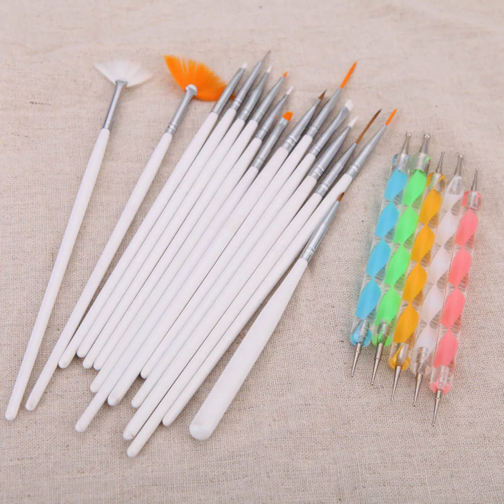 

20pcs Nail Art Design Painting Dotting Detailing Pen Brushes Bundle Tool Kit Set with Case Polish Brush Pen Tools P10
