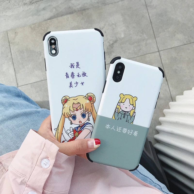 

For iPhone XR sailor moon shockproof case for iphone XS Max X 8plus 7 6 6S plus 8 Chinese character soft phone case for iphone8