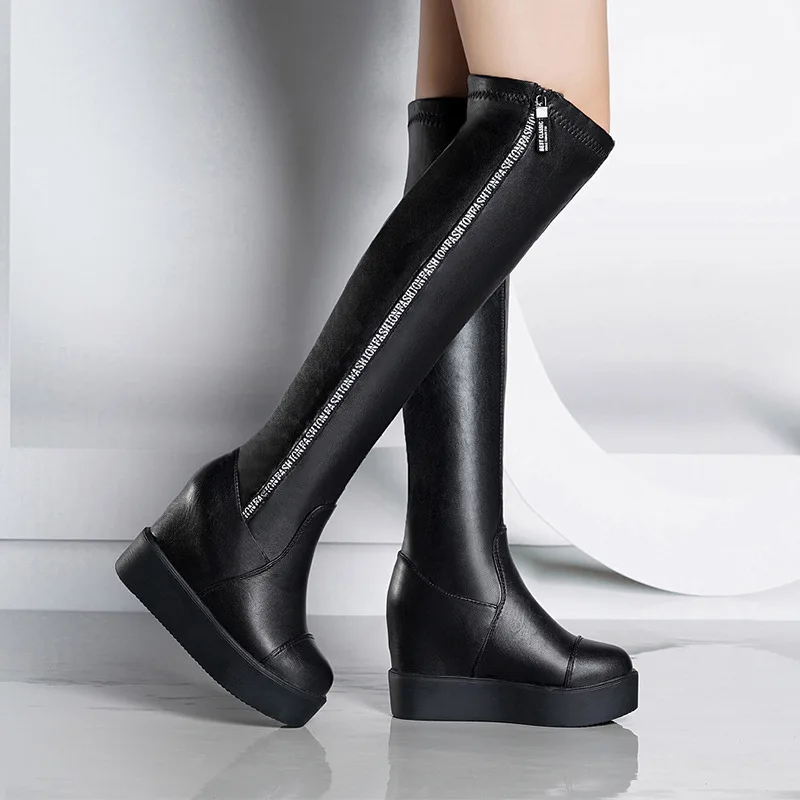 over the knee high heel platform boots