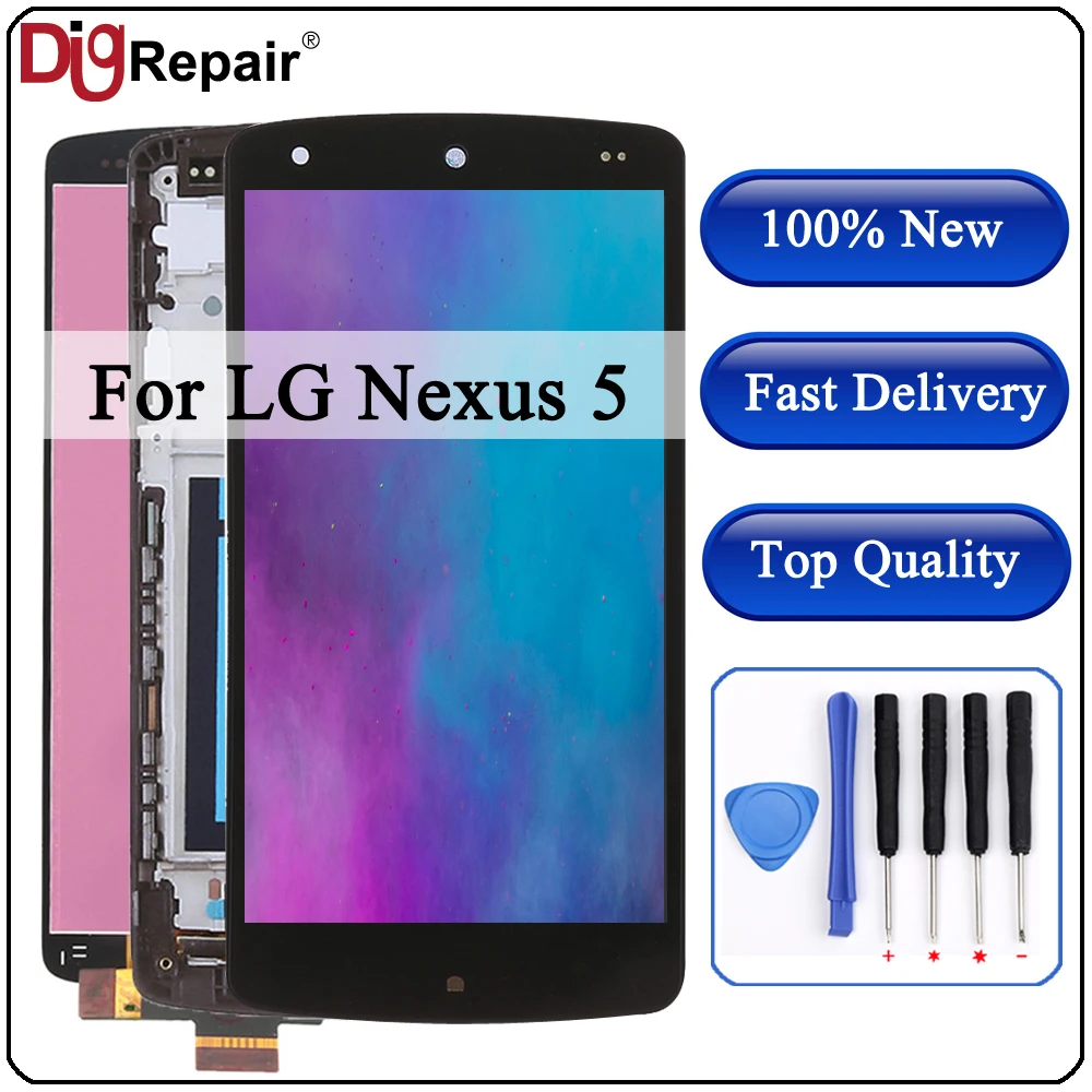 

For nexus 5 lcd For LG Google Nexus 5 D820 D821 LCD Display Touch Screen Digitizer Bezel Frame Assembly for nexus 5 display